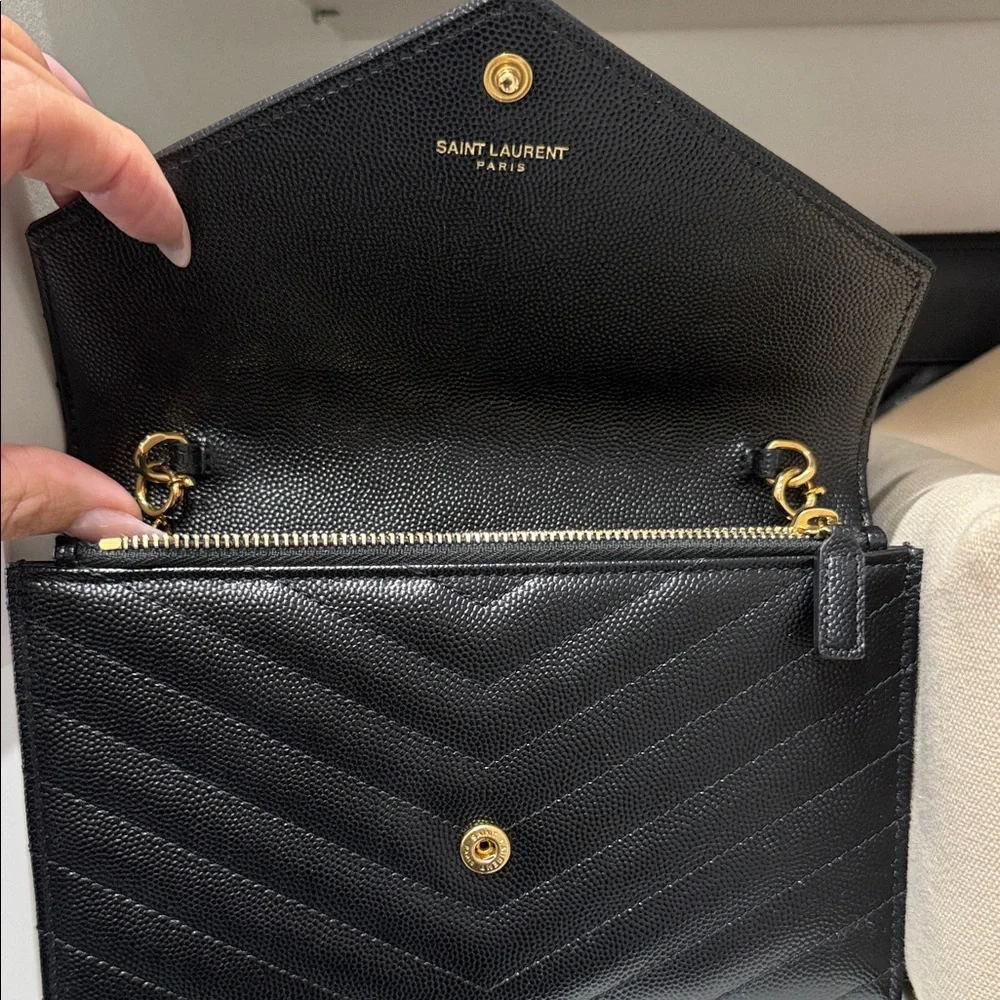 Yves Saint Laurent Black Chevron Clutch - Picture 2 of 5
